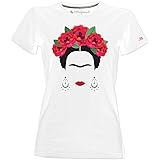 Blasfemus T-Shirt Frida Kahlo Ufficiale stilizzata con Rose e Orecchini - Maglietta Donna Maniche Corte