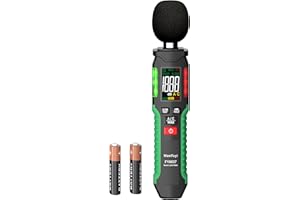 MASTFUYI Cyfrowy miernik poziomu dźwięku, decybeli 30-130 dB z A/C, miernik hałasu audio, przenośny miernik SPL z kolorowym wyświetlaczem LCD, Data Hold, MAX Hold, latarka, Home Office Factory