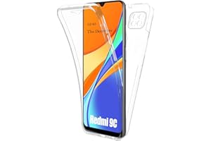 AURSTORE Carcasa para Xiaomi Redmi 9C/ 10A, compatible con Xiaomi Redmi 9C / Redmi 10A, protección integral delantera + trasera de rígido, funda protectora táctil de 360 grados (transparente)
