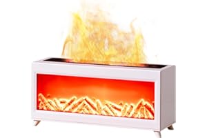 Diffusore di Oli Essenziali con Effetto Fiamma, Ankrs 3 in 1 Aromaterapia Diffusore Ambiente, Umidificatore Silenzioso con 2 Luci LED a Colori, Diffusori Olio Essenziale con 4 Timer (Bianco)