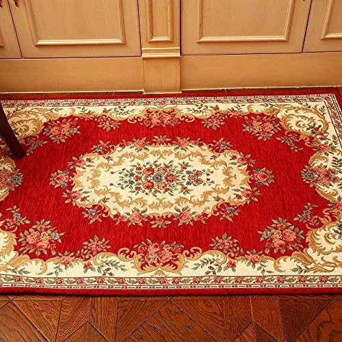 FXM Computer upholstery carpet bedroom bedside blanket European American living room rug coffee bay window mat 90 × 140cm Area Rugs ( Color : Red )