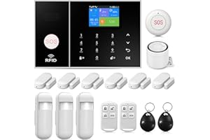 LWOHSI Système d'alarme de sécurité Domestique 4G, kit d'alarme Domestique Intelligent avec Alarme d'application de téléphone, Fonctionne avec Alexa et Google pour la Maison, l'appartement