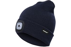 Oumeiou New Warm Bright LED Lighted Beanie Cap Unisex Rechargeable Headlamp Hat Multi-Color