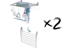 foxydry Fold, Stendibiancheria da parete, Stendino Verticale, Pieghevole da Interno e Esterno in Alluminio e Acciaio 62x50x50 cm (Grigio - Chiusura Verso il basso, 2x Fold 60)