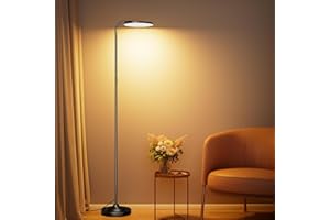 SIBRILLE 36W LED Floor Lamp, Super Bright Standing Lamp, Modern Stepless Dimmable Torchiere Tall Lamp with Remote Control, 350°Rotating Head Reading Floor Lamp for Living Room, Bedroom, Office