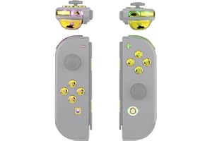 eXtremeRate Multicolore Tasti Luminosi DFS LED Kit per Nintendo Switch Joycon,Pulsanti Direzionali ABXY Trigger Ricambio per NS Switch OLED Joycon Controller(Senza Joycon)-Oro Cromo