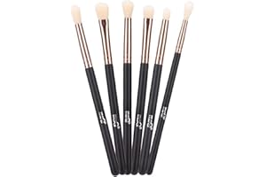 MSQ Eyeshadow Brushes Makeup Brushes Rose Gold Eyebrow Brushes with Synthetic Hairs, Wooden Handle for Eyeshadow, Eyebrow, Blending, Concealer - 6pcs