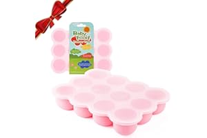 Samuelworld Weaning Baby Food Storage Containers with Clip-On Lid, Flexible Silicone Baby Food Freezer Safe Storage Tray, 12x Food Grade Baby Food Pots for Baby Puree, Souper Cubes, Breastmilk - Pink