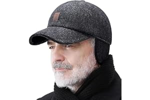 LUCKKY Winter-Baseballmütze mit Ohrenschützern, Winter Baseball Cap with Ear Muffs,Winter-Cap für Herren, Baseball Cap mit Ohrenklappen, Winddicht Wintermütze Schirmmütze mit Ohrenschutz