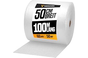 verpacking bubbelplast 50 cm x 100 m - 60 my [storlek och antal valbar] 1 rulle bubbelplast stoppmaterial fyllmaterial förpac