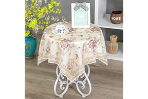 USTIDE Vintage Floral Tablecloth Lace Elegant Table Cover,80x80cm,Square