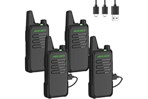 JUCJET T20 Walkie Talkie, Rechargeable Long Range Walkie Talkie with 16 Channels CTCSS/DCS VOX Function, Mini Portable Two Way Radio for School, Restaurant, Security (4Pcs)