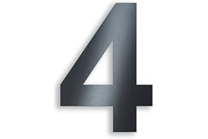 ‎METZLER Metzler Hausnummer aus massivem Stahl in Anthrazit - RAL 7016 Anthrazitgrau Feinstruktur Pulverbeschichtet - Schrift Arial - Höhe 20 cm - Ziffer 4