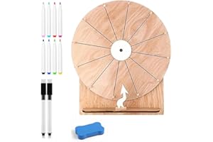 SKIKHN Glücksrad zum Drehen, 30cm Großes Glücksrad Set, 12 Beschriften Glücksrad mit Radiergummi und Markierstift, Glücksrad zum Selbstgestalten, Drehrad Glücksrad für Wortspiele, Neujahr, Party