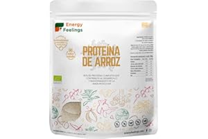Energy Feelings Proteína de Arroz en Polvo Sabor Vainilla | 80% Proteína | Proteína Vegana Ecológica Sin Gluten Sin Lactosa Sin Azúcar Añadido | Proteína para Masa Muscular y Control de peso | 1Kg