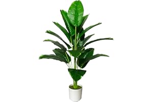 AIVORIUY Pianta Artificiale Grandi Piante Finta da Interno Esterno, Alberi Finte in Plastica Vaso Decorativa per Soggiorno Camera da Letto Cucina Balcone Ufficio Casa (80cm Verde Banana)