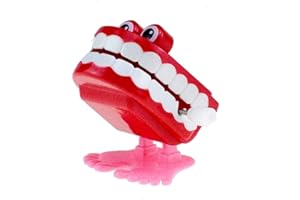 LNYMZD Red Wind Up Walking Babbling Chattering Teeth Bucket Lovely Attention Auti-sm Wind Up Teeth Lovely Children Early Education Tools Novelty and Gag
