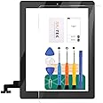 SRJTEK Screen Replacement for IPad 2 A1395 A1396 A1397 Touch Screen Digitizer Glass Assembly Kits(Not Lcd Screen) Home Button + Cameral Holder + Pre-Installed Adhesive + Middle Frame Bezel (Black)