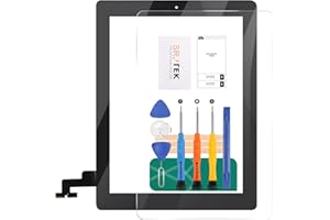 SRJTEK Ersatz-Bildschirm-Ersatz für iPad 2 A1395 A1396 A1397, Touchscreen-Digitizer-Glas-Montagesets (kein LCD-Bildschirm) Home-Taste + Kamerahalterung + vorinstallierter Kleber + mittlere