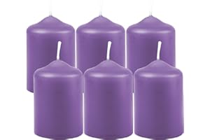 HS Candle Wachskerzen Stumpenkerzen Lila Ø4cm x 6cm (6 Stück) Teelicht Durchmesser, in vielen Farben - Hergestellt in EU - Kerzen Blockkerzen - Wachs