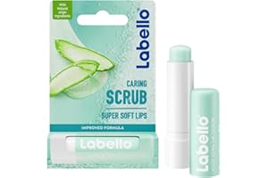 LABELLO Stick lèvres gommage hydratant (1 x 5,5 ml), exfoliant lèvres aux particules de sucre, soin nourrissant à l'aloe vera bio & à la vitamine E