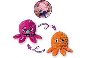 Gimdog Double Face Gioco per Cani Doppio Personaggio Peluche con Squeak Reversibile 2 Personaggi in 1 (Octopus - Polipo Viola / Polipo Arancione)