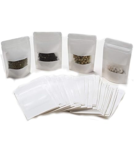 50 Sacs Alimentaires En Papier Kraft Avec Doublure Alu - 130x185 Mm - Fermeture Zip, Thermoscellables - Pour Café, Noix, Collations - 6