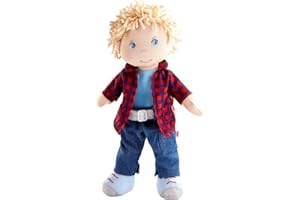 Haba 302843 - Puppe Nick, Weich- und Stoffpuppe ab 18 Monaten, mit Kleidung und Haaren, 30 cm