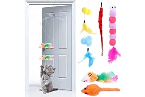 SPEEDY PANTHER 7 szt. samodzielne zabawki do zawieszania drzwi dla kotów domowych dla dorosłych kociąt, interaktywne zabawki dla kotów, myszka do ćwiczeń polowania, łamacze nudy dla kotów, 7 szt