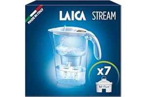 LAICA Stream Line Caraffa Filtrante - 2,3L - Bianca - Timer Digitale - 7 Filtri bi-flux Inclusi, Preserva i Sali Minerali Utili all'Organismo e Riduce Cloro e Calcare - Made in Italy