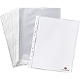 TULMAN 50Pcs Transparent A4 Size Document Sleeves 150 Micron Thickness Leaf Waterproof Clear Sheet Protector 11 Holes Punched Ring Files