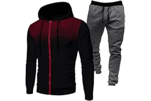 nTRIUQJ Tenue Sport Homme DéContracté Hooded Survetement Sport Ensemble Doux Chic VêTement Complet Full Zip Sweat à Capuche et Pantalon et Fall Jogging Homme Ensemble Training Homme Complet Pas Cher
