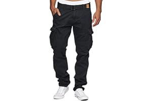 Indicode Uomini William Cargo Pants | Pantaloni Cargo in Cotone con 7 Tasche Incluso Cintura