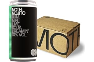 MOTH: Mojito Cocktails Ready To Drink Cans, 6 x 200ml, 10% ABV - Duppy Share Rum, Mint, Lime & Soda, Premium Quality Bar Strength
