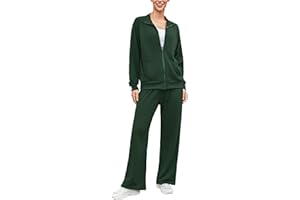 Terecey Survetement Ensemble Femmes de Jogging 2 Pièces Vêtements de Sport en Coton à Manches Longues de Fitness Mode Tracksuit avec Zippe