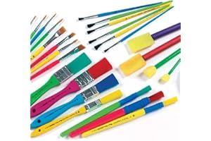 Baker Ross Kids Paint Brush Set (25 Piece), Super Value Assorted Kids Paint Brushes Set