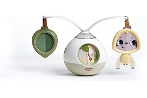 Tiny Love Tummy Time 2 w 1 Muzyczna karuzela do łóżeczka, karuzela muzyczna ze światełkami 360°, 0+ miesięcy, przenośna karuzela dla niemowląt, zabawka muzyczna, 3 tryby muzyki i dźwięków, Boho Chic