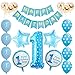 Produktbild Toupons 1. Geburtstag Dekorationen für Jungen, blau Happy Birthday Banner Latex und Folie Ballons Set