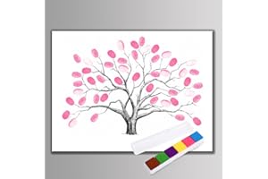 Raguso 4 Tipi di Albero per Impronte digitali ， Albero per Impronte digitali Tela Personalizzata Firma ospite Pittura con Inchiostro a 6 Colori(HK001)