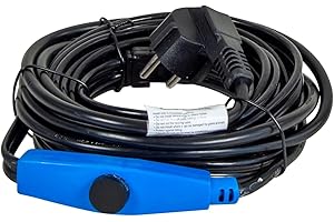 horizont Frostschutz Heizkabel mit Thermostat 5 m, ideal für Wasserleitung oder als Pflanzenheizung, wasserdichte Begleitheizung, Dachrinnenheizung selbstregulierend, Rohrbegleitheizung 230 V