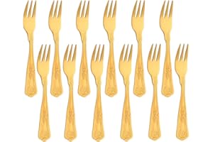 Buyer Star Mini fourchettes à thé de 12 pièces, ensemble de fourchettes en acier inoxydable doré pour apéritif à pâtisserie à gâteau, ensemble de couverts poli miroir