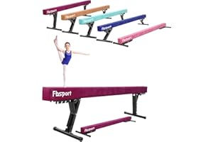FBSPORT Adjustable Gymnastic Balance Beam 244CM,5 heights Adjustable High and Low Level Floor Beam Highly Stable Gym Practice Training Equipment for Kids