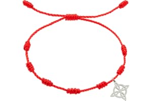 Only faith Pulsera Hilo Rojo 7 Nudos de bruja para mujer Acero Inoxidable cordon rojo del Destino Ajustable amuleto protección y Suerte Hecho a Mano