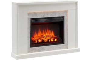 FLAMME Ecula Fireplace with 43'' surround with 2kW Fireplace Heater White