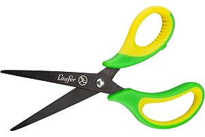 Läufer 87324 Ergonomisk pysselsax för vänsterhänta, spets, grön/gul, skolsax från 1. Klass
