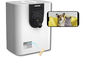 LUSIMPO [2023 Summer Release] Pet Camera with Treat Dispenser, Treat Tossing for Dogs/Cats, Smart WiFi Dog/Cat 1080P HD Camera, Live Video, Auto Night Vision, 2-Way Audio, Free App, No Monthly Fee