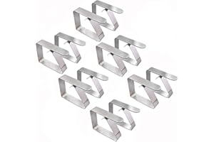 ho Nappe à clip en acier, 12 pièces en acier inoxydable, tablecloth clip réglable, pour extérieur pique-nique Party (argent)