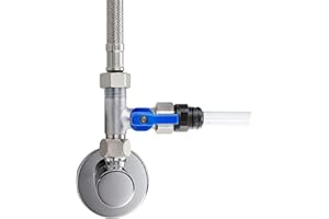 AORA Absperrhahn, Absperrventil Adapter T-Stück verschiedene Größen zum Anschluss von Wasserfilter | Umkehrosmose, Side-by-Side Kühlschränke, Kaffeemaschine, Größe: (3/8 AG x 3/8 QC x 3/8 ÜM)