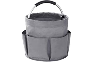 XQZMD Cleaning Organiser Basket, Oxford Cloth Gardening Tools Organizer with Handle, Collapsible Lightweight Cleaning Caddy Organizer for Home, Craft (Grey)