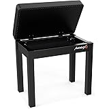 Audibax KB200B - Sgabello per Pianoforte o Tastiera - Sgabello per Tastiera Imbottito in Schiuma - Altezza 49 cm - Panca per 